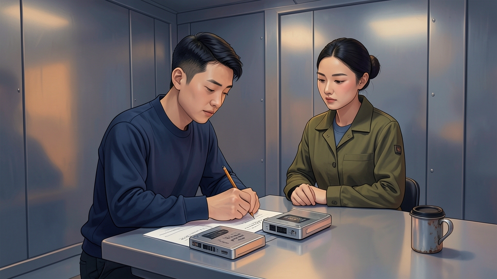 수리기사가 저장 매체와 보존 기록을 적고 과학자가 빠진 범위의 설명을 확인한다