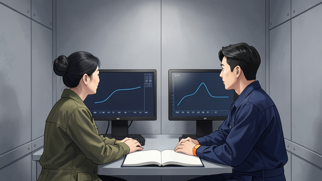 과학자와 통신 담당자가 화려한 영상 대신 대조 자료의 짝이 도착했는지 확인한다