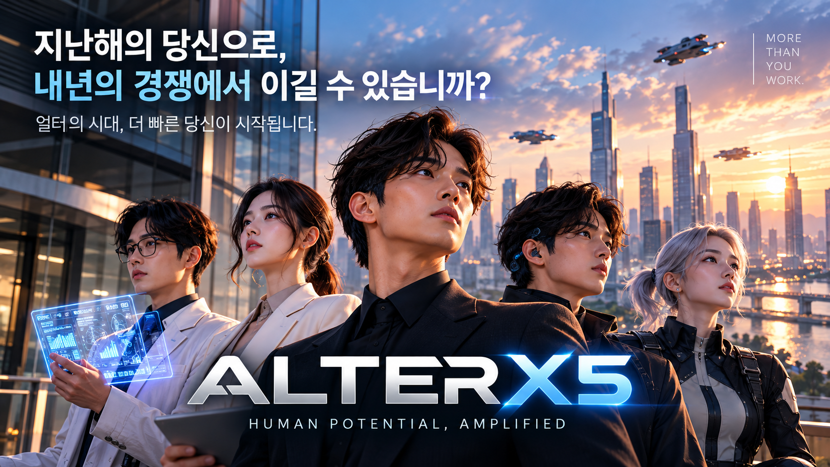 2038년 미래 도시를 배경으로 신형 인간형 얼터 X5가 등장하는 프리미엄 광고